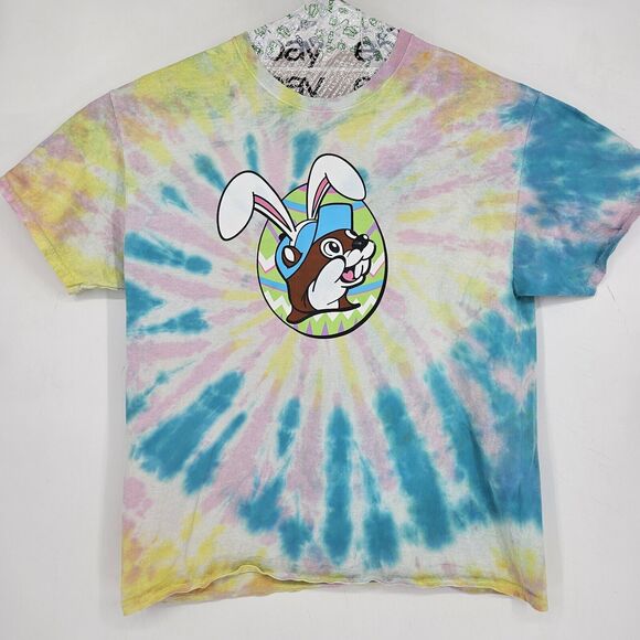Buc-ees Shirt Mens XL Tie Dye Bucees Gas Station Short Sleeve Colorful Easter - Picture 2 of 10